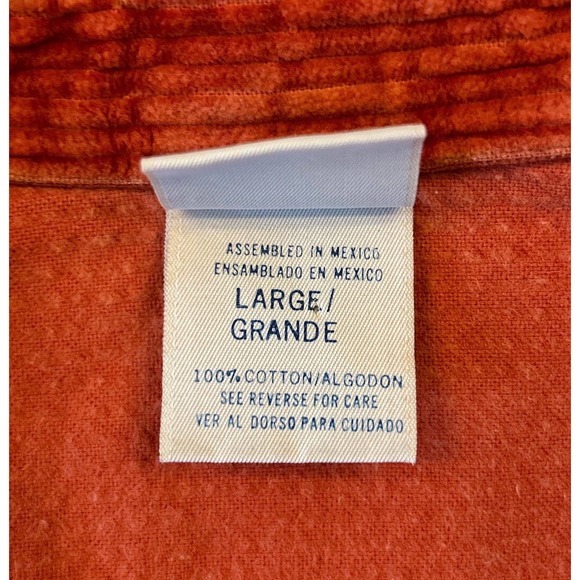 Essentials Style Sze Large Oversized Thick Corduroy Shacket Snap Buttons Orange - Picture 6 of 6
